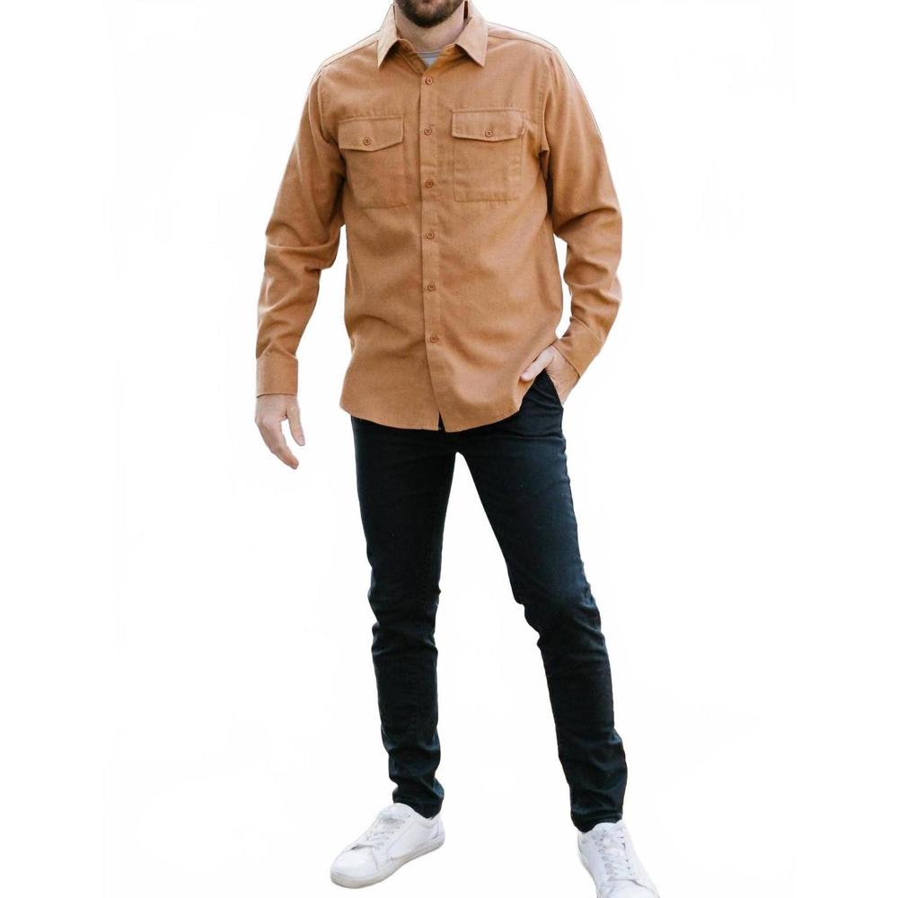 NEW WEIV long sleeve button down flannel in camel